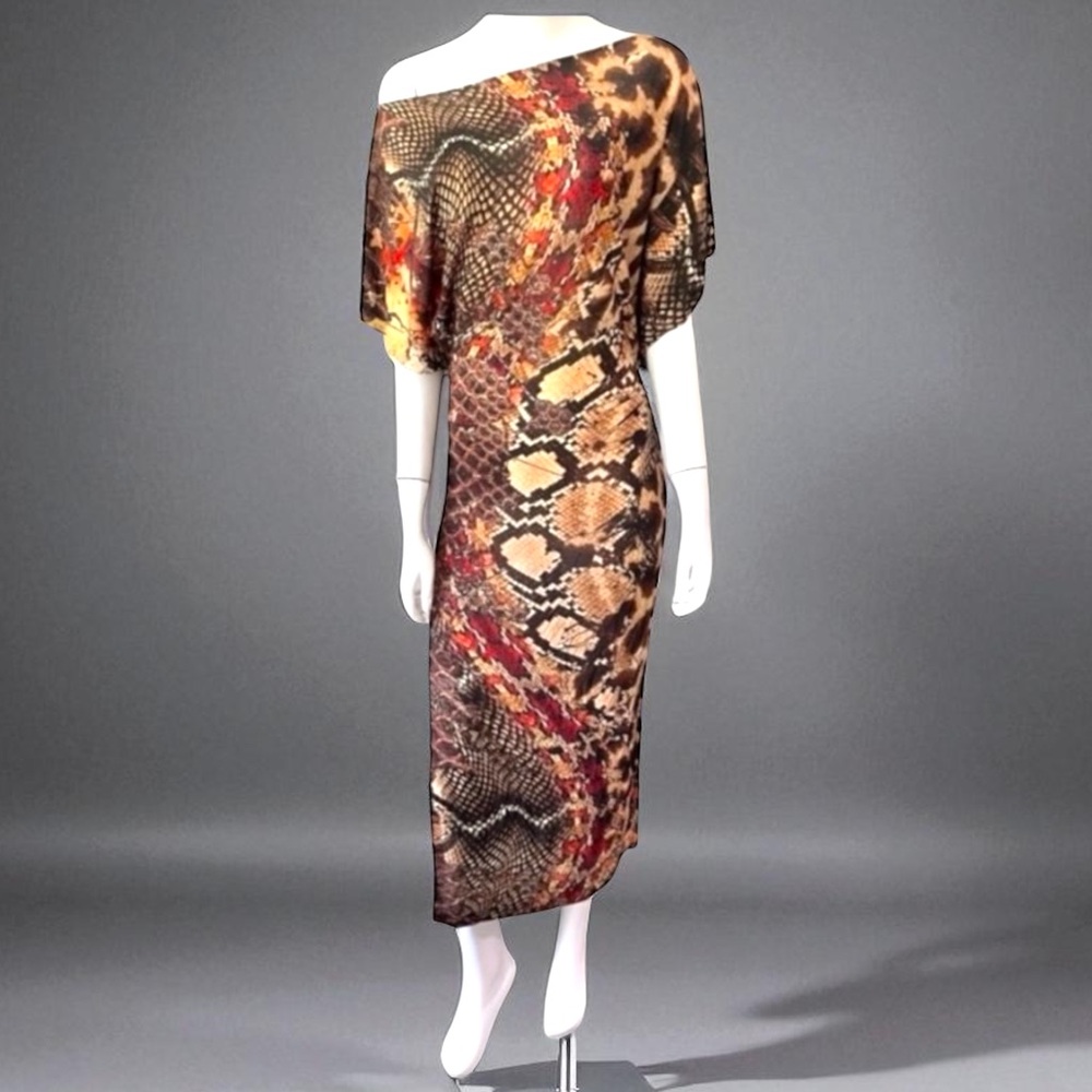 JUST CAVALLI ROBERTO CAVALLI Circa 2000 Print Midi Dress Size S/M